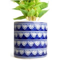 Khurja Pottery Outdoor Pot Pipe Shape || Navy Blue Colour || Large Size 6 Inches || Saras Aajeevika