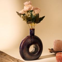 Khurja Pottery Flower Vase Bangle Shape Brinjal Colour Size 8 Inches