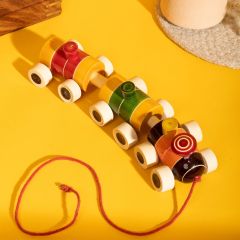 Channapata Train Blue & Red | Toy for Kids | Handmade Toys | Wooden Toys