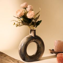 Khurja Pottery Flower Vase Ring Shape Light Green Colour 8 Inches