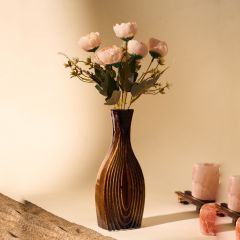 Khurja Pottery Flower Vase Pan Shape||  Mustard Color || Size 10 Inches || Saras Aajeevika