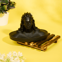 Handcrafted & Hand-painted 5” Polyresin Adiyogi - Black | Elegant Lifestyle Showpiece | Perfect for Car Dashboard, Home Decor, Table Decor, and Puja Room 