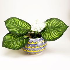 Khurja Pottery Outdoor Pot Apple Shape Yellow Colour Big Size 6 Inches || Saras Aajeevika