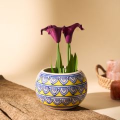 Khurja Pottery Indoor Pot Apple shape || Yellow Colour || Big Size 5 Inchs || Saras Aajeevika