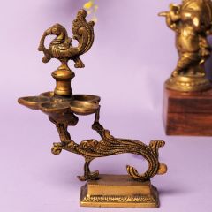 Antique Brass Arti Deepak with Stand || Saras Aajeevika || 