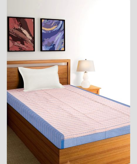  Bedspread Cotton Pink Blue Line 90X60 Inch