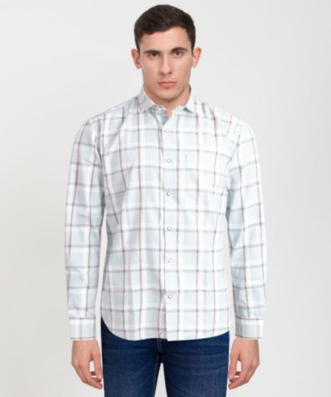 Cotton Full Sleeve Shirt Big White Red Check