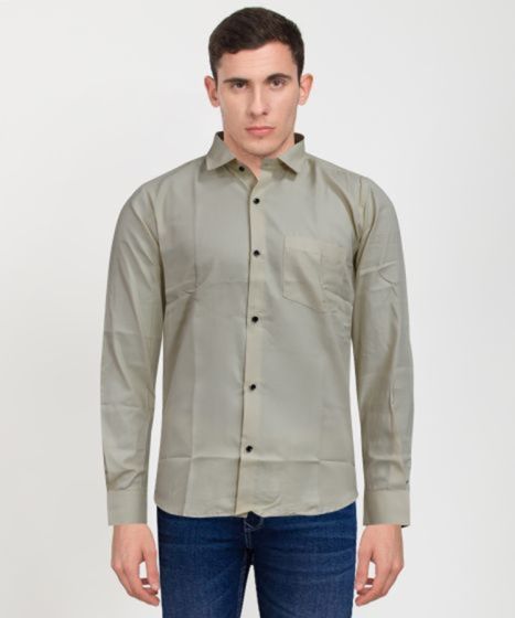 Cotton Full Sleeve Shirt Solid Cream "38"