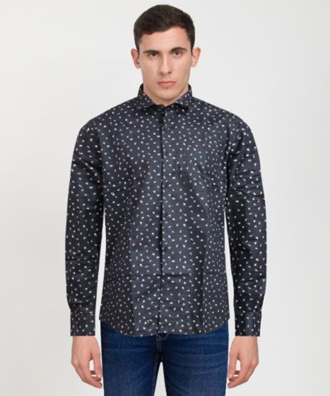 Cotton Full Sleeve Black Shirt Bobby Print
