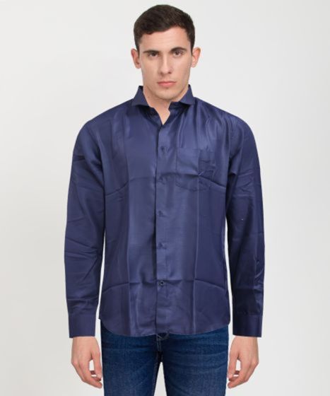 Cotton Full Sleeve Shirt Solid Navy Blue
