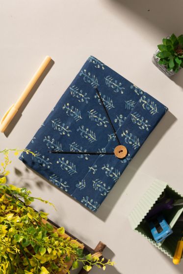 Diary Button cotton Sanganeri Print || Blue 6*8 || Saras Aajeevika