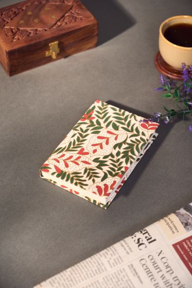 Diary Flower Page Green Red Petals 4*6 || Saras Aajeevika