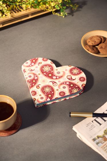 Diary Heart Shape || White Colour with Rajasthani Booty ||  7x8 