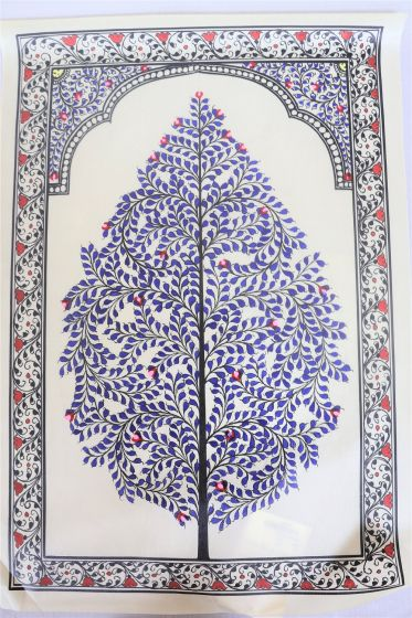  Pattachitra T Silk Tree Figure Blue 18 * 12 Inch