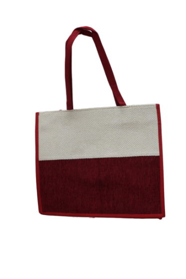 Jute Shopping Bag White & Marron 15×18