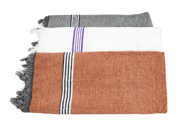 Cotton Towel Set of 3 (White-Grey-Brick)