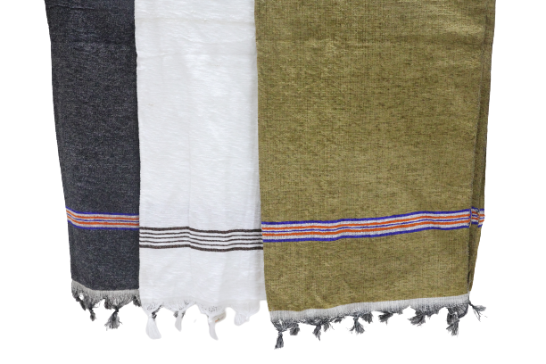 SARAS Aajeevika, Handwoven | Bathing Towel | SHG Product | Madhya Pradesh | Quick absorption | Faster Drying | White, Black & Green | Set of 3