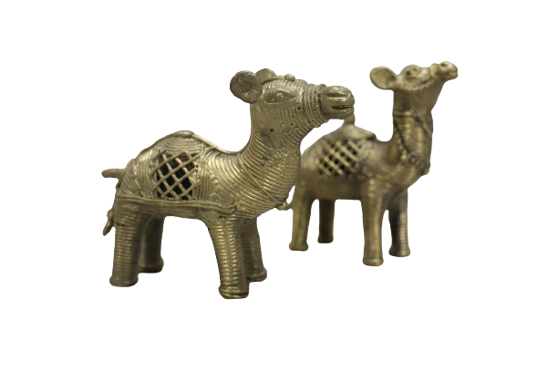 Dhokra Art Brass Camel  3.5" (Set of 2) || Saras Aajeevika