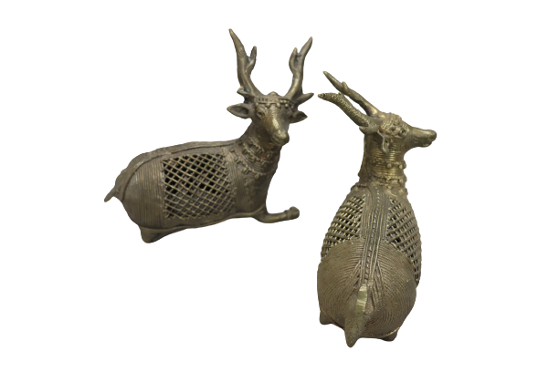  Dhokra Art Brass Siting Dear 5.5" (Set of 2)