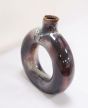 Khurja Pottery Flower Vase Ring Shape Plain Brinjal Colour 8 Inches