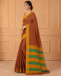 Ilkal Cotton Saree Small Checks || Maroon Colour & Green Pallu with 80cm Blouse || Saras Aajeevika