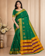 Kasuthi Cotton Saree || Green Colour || Elephant Design with 80 cm Blouse || Saras Aajeevika