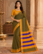 Ilkal Cotton Saree Small Checks || Green Colour & Purple Pallu with 80cm Blouse || Saras Aajeevika