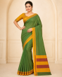 Ilkal Cotton Saree || Small Checks || Green Colour with Maroon Pallu || 80cm Blouse || Saras Aajeevika
