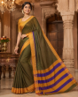 Ilkal Cotton Saree Small Checks || Green Colour & Purple Pallu with 80cm Blouse || Saras Aajeevika