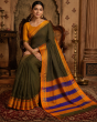 Ilkal Cotton Saree Small Checks || Green Colour & Purple Pallu with 80cm Blouse || Saras Aajeevika