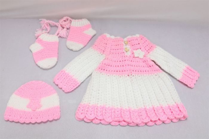 Kids Dress Set Pink & White