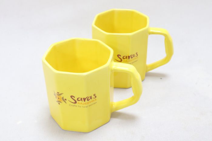 Khurja Souvenir Mug (Set of 2) Yellow || Made by Rural SHG || Saras Aajeevika