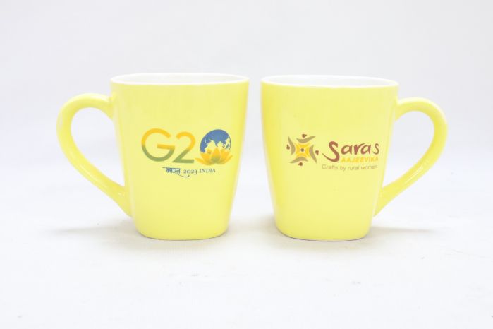 Khurja Souvenir Mug (Set of 2)| Handmade mugs | Kitchenware |Home Essentials | Yellow