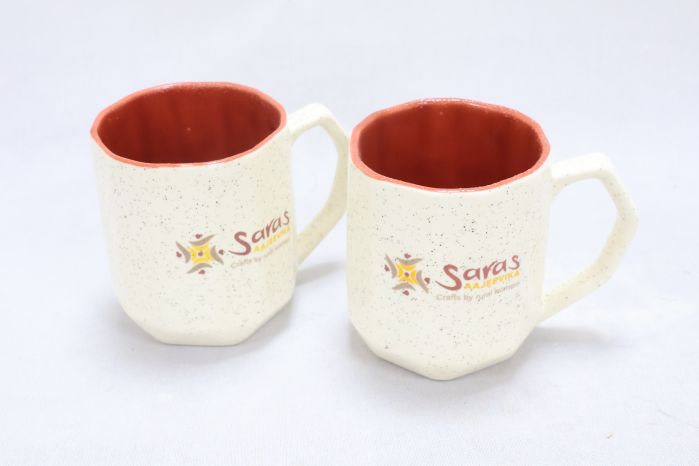 Khurja Souvenir Mug (Set of 2)|Handmade mugs | Kitchenware |Home Essentials | White