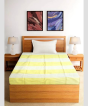 Bedspread Cotton Yellow White Square 90 X 60 Inch