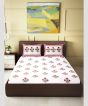 Cotton Hand Block Double Bedsheet || White & Red Flower || 93×108 inch || Saras Aajeevika