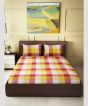Bedspread Cotton Double Bedsheet || Yellow Red Square || 90X100 inch || Saras Aajeevika