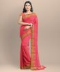 Chanderi Shoulder Pallu || Silk Cotton || Strawberry || 6.5 Mtr || Saras Aajeevika