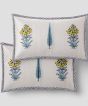 Cotton Hand Block Double Bedsheet White & Grey 93×108 || Saras Aajeevika