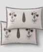 Cotton Hand Block Double Bedsheet || White & Grey Leaf || 93×108 inch || Saras Aajeevika
