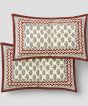 Bedsheet With Pillow Cover Block Print Brown Border Brown Line 90 X 108 Inch