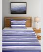 Bedspread Cotton Single Bedsheet || White Grey Line || 90*60 inch || Saras Aajeevika