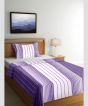 Bedspread Cotton Single Bedsheet || White Violet Line || 90*60 Inch || Saras Aajeevika
