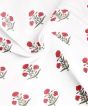 Cotton Hand Block Double Bedsheet || White & Red Flower || 93×108 inch || Saras Aajeevika