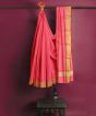 Chanderi Shoulder Pallu || Silk Cotton || Strawberry || 6.5 Mtr || Saras Aajeevika