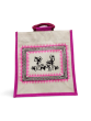 Carry Bag Jute Painting Pink