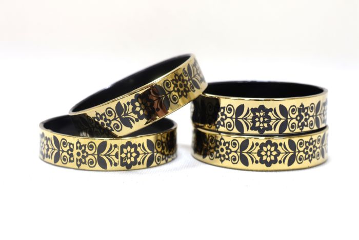 Glass Bangle Leaf (Set of 4 ) || Carbon Blue Color || Saras Aajeevika