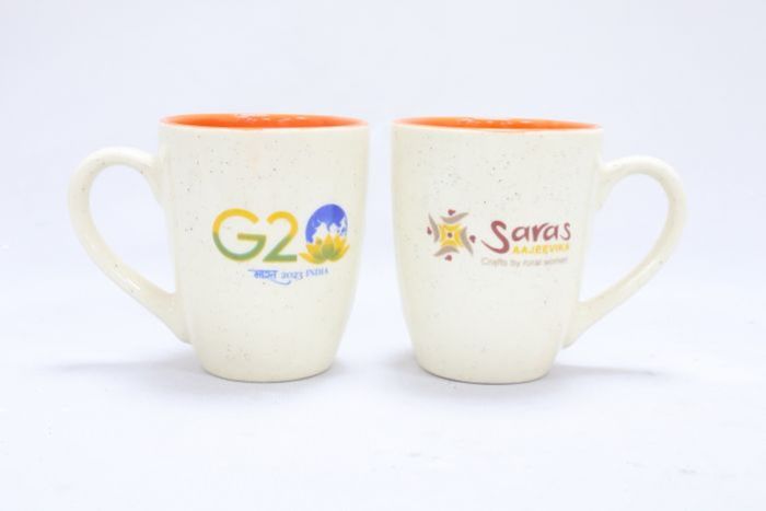 Khurja Souvenir Mug (Set of 2) Matt White || G20 Printed || Saras Aajeevika