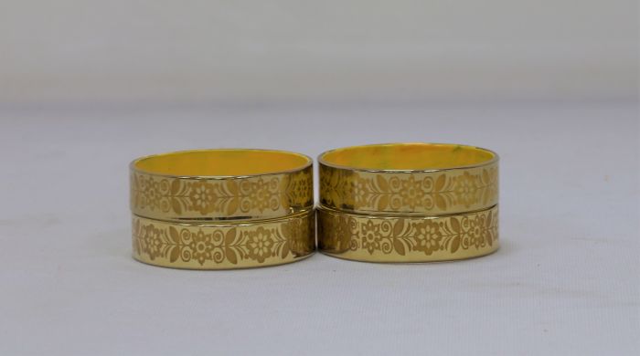 Glass Bangle Leaf Design (Set of 4) || Yellow Color || Saras Aajeevika