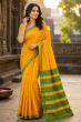 Kasuthi Cotton Saree || Yellow Colour || Peacock Design with 80cm Blouse || Saras Aajeevika